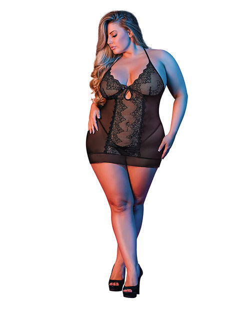 Sexy Time Sophia Chemise & G-String Black QN Magic Moments Int'l