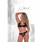 Strap-Tease Bra & Crotchless Panty Black L/XL Magic Moments Int'l