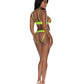 Strap-Tease Bra & Crotchless Panty Neon Yellow L/XL Magic Moments Int'l