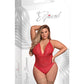 Risque Business Lace & Mesh Teddy w/Snap Crotch Red QN Magic Moments Int'l