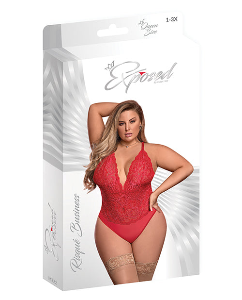 Risque Business Lace & Mesh Teddy w/Snap Crotch Red QN Magic Moments Int'l