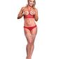 Risque Business Cupless Bra & Crotchless Panty Red S/M Magic Moments Int'l
