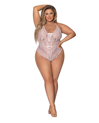 Seabreeze Strappy Back Teddy w/Snap Crotch Blush 2X Magic Moments Int'l