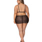 Girl Next Door Strappy Bralette w/Flirty Thong Skirt Black 2X Magic Moments Int'l