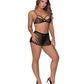 Girl Next Door Strappy Bralette w/Flirty Thong Skirt Black S/M Magic Moments Int'l