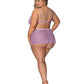 Girl Next Door Strappy Bralette w/Flirty Thong Skirt Lilac 2XL Magic Moments Int'l