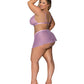 Girl Next Door Strappy Bralette w/Flirty Thong Skirt Lilac 2XL Magic Moments Int'l