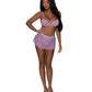 Girl Next Door Strappy Bralette w/Flirty Thong Skirt Lilac S/M Magic Moments Int'l