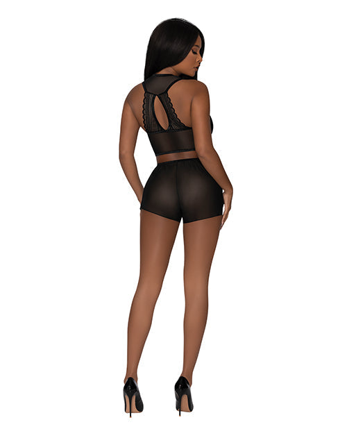 Modern Romance Tie Front Halter & Tap Pant Black S/M Magic Moments Int'l