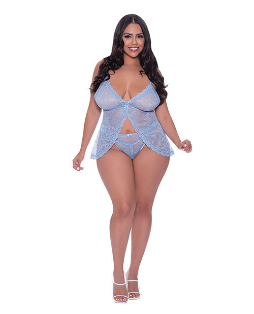 Ooh La Lace Babydoll & Split Crotch Panty Periwinkle QN Magic Moments Int'l