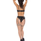 Ooh La Lace Demi Bra, Garter & Tanga Panty Black S/M Magic Moments Int'l