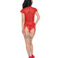 Ooh La Lace Cap Sleeve Basque & Tanga Panty Red L/XL Magic Moments Int'l