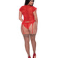 Ooh La Lace Cap Sleeve Basque & Tanga Panty Red QN Magic Moments Int'l