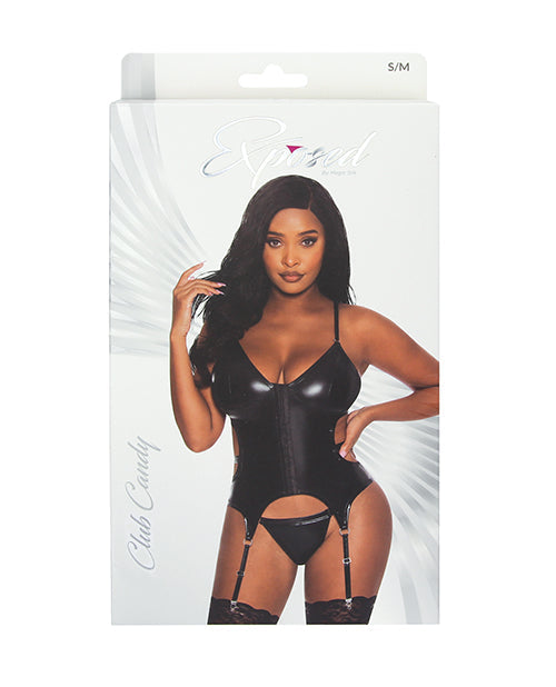 Club Candy Basque & Cheeky Panty Black S/M Magic Moments Int'l