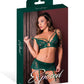 Evermore Bralette w/Skirt Garter & Thong 3 pc Set - Emerald S/M