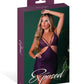 Leather & Lace Stretch Mesh and Lace Chemise w/Thong 2 pc Set - Plum S/M