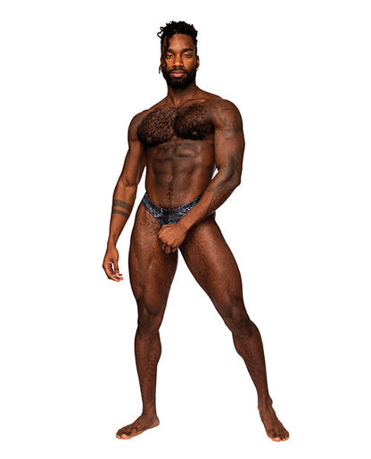 Snaked Metallic Coated Power Sock Black/Blue L/XL Comme Ci Comme Ca