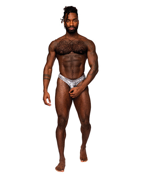 Snaked Metallic Coated Power Sock Silver/Black L/XL Comme Ci Comme Ca