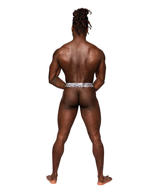 Snaked Metallic Coated Power Sock Silver/Black L/XL Comme Ci Comme Ca