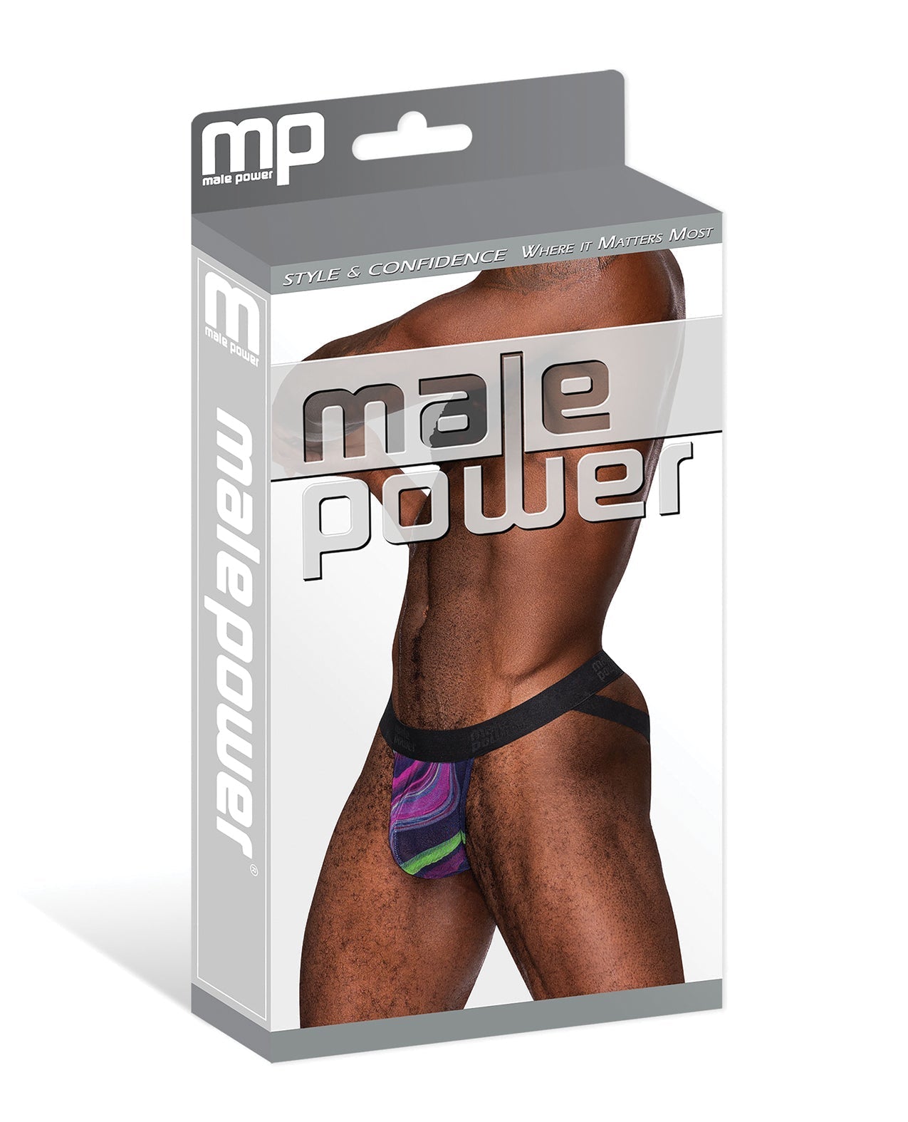 Galactic Sheer Poly Spandex Strappy Ring Jock Multi Color L/XL Comme Ci Comme Ca