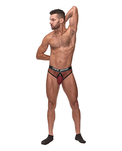 Cock Pit Fishnet Cock Ring Thong Red L/XL Comme Ci Comme Ca