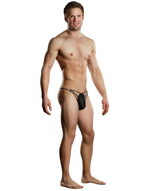 Male Power G-string w/Straps & Rings Black L/XL Comme Ci Comme Ca