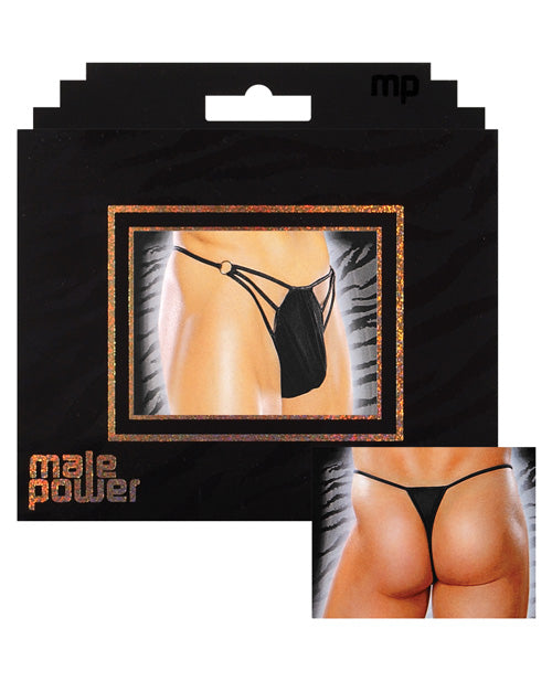 Male Power G-string w/Straps & Rings Black L/XL Comme Ci Comme Ca