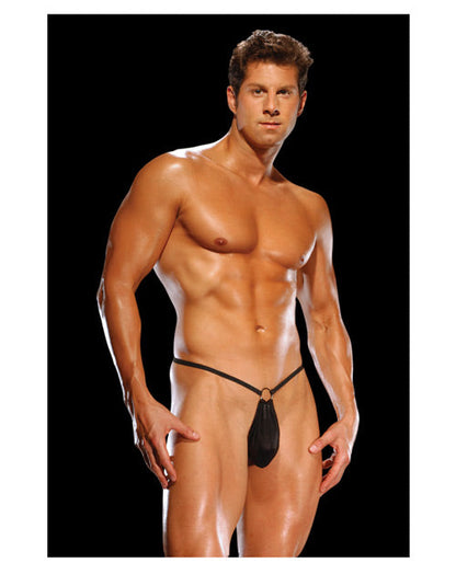 Male Power G-String w/Front Ring Black O/S Comme Ci Comme Ca