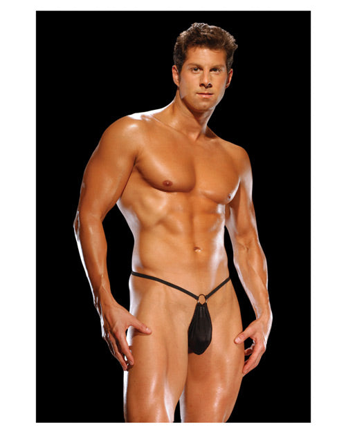 Male Power G-String w/Front Ring Black O/S Comme Ci Comme Ca