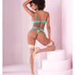 Floral Lace Bra, Garter Belt & Panty Aqua L/XL Mapale