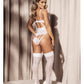 Floral Lace Teddy w/Caged Back White L/XL Mapale