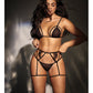 Mesh Top w/Adjustable Coverage, Garter Belt & Thong Black L/XL Mapale