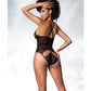 Mesh Cut Out Strappy Bodysuit  Black S/M Mapale
