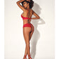 Shadow Stripe Underwire Top w/Heart Detail & Crotchless Bottom Red L/XL Mapale