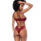 Lace Underwire Top w/Thong 2 pc Set - Rosewood S/M