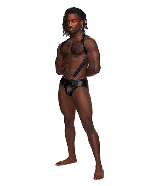 Fetish Uranus Nylon Spandex Moonshine Harness Brief Black S/M Comme Ci Comme Ca