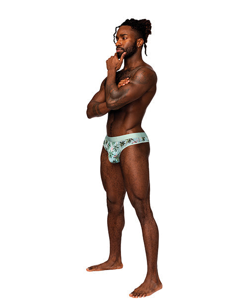 Sheer Prints Mesh Poly Spandex Thong Flamingo S/M Comme Ci Comme Ca