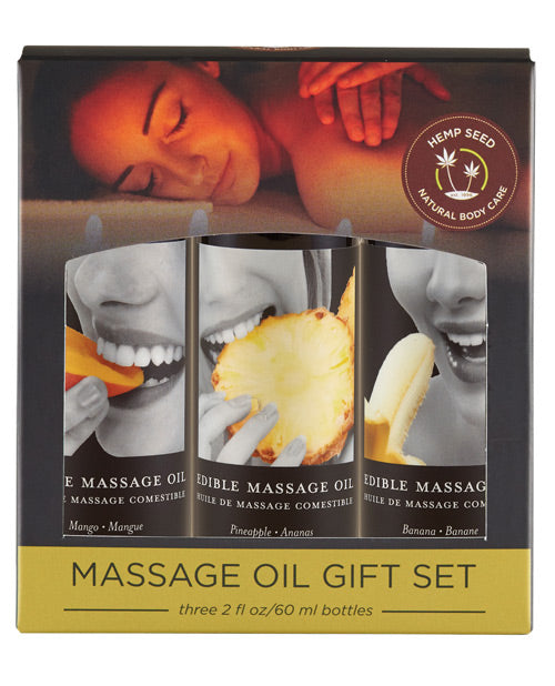 Earthly Body Edible Massage Oil Gift Set - 2 oz Banana, Mango & Pineapple Earthly Body