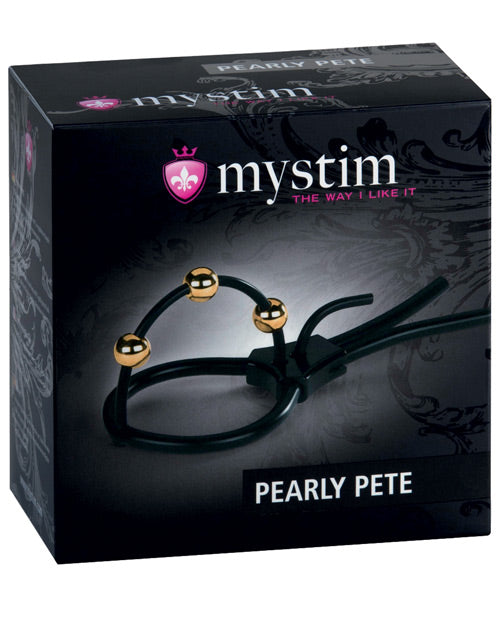 Mystim Pearly Pete Corona Strap w/Gold Balls - Black Mystim Gmbh