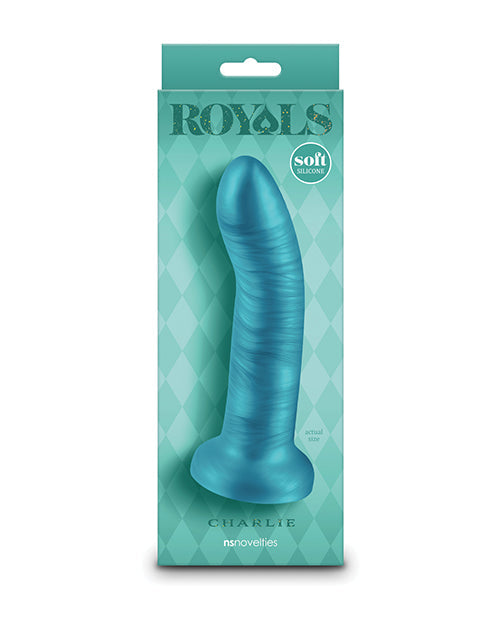 Royals 6" Big Dildo | Charlie Curved Suction Cup Dildo | Metallic Teal Realistic Dildo Ns Novelties INC
