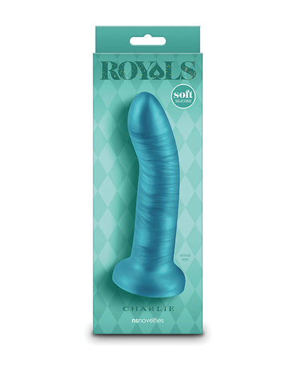 Royals 6" Big Dildo | Charlie Curved Suction Cup Dildo | Metallic Teal Realistic Dildo Ns Novelties INC