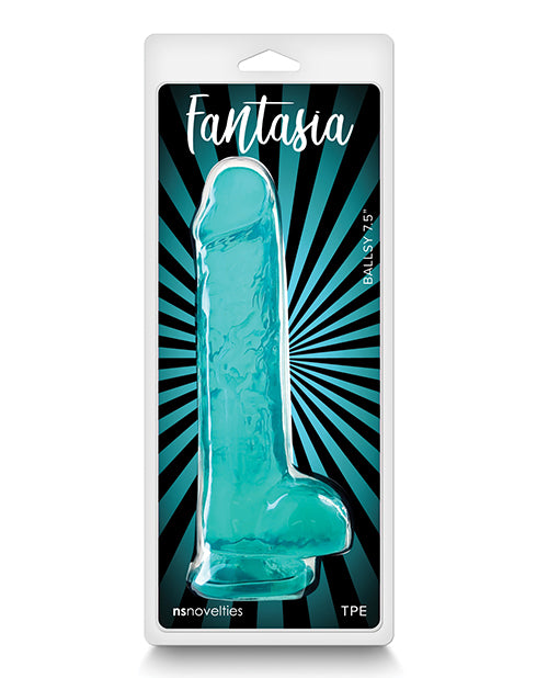 Fantasia Ballsy 7.5" Big Dildo | Teal Suction Cup Dildo | Flexible Realistic Dildo Ns Novelties INC