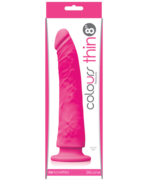 Colours Pleasures Realistic Dildo | Thin 8" Big Dildo Pink | Suction Cup Dildo Ns Novelties INC