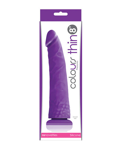 Colours Pleasures Realistic Dildo | Thin 8" Big Dildo Purple | Suction Cup Dildo Ns Novelties INC