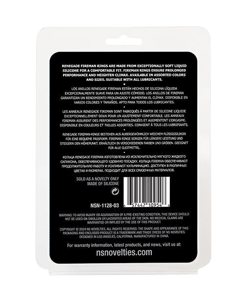 Renegade Fireman Cock Rings - Pack of 3 Black Ns Novelties INC