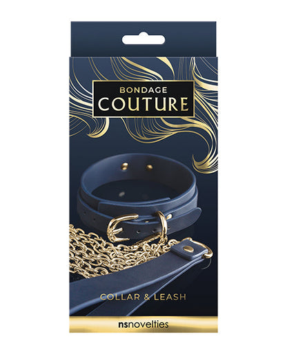 Bondage Couture Vinyl Collar and Leash - Blue Ns Novelties INC