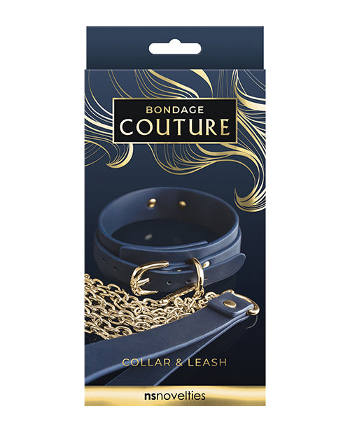 Bondage Couture Vinyl Collar and Leash - Blue Ns Novelties INC