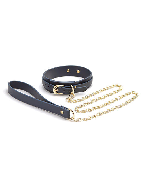 Bondage Couture Vinyl Collar and Leash - Blue Ns Novelties INC