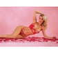 Cherry Strappy Lace Unlined Underwire Bra w/Heart Ring Detail & Panty Red MD