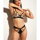 FETISH Dominant Open Cup Caged Bra w/Grommet Tape Strapping & Panty Black MD